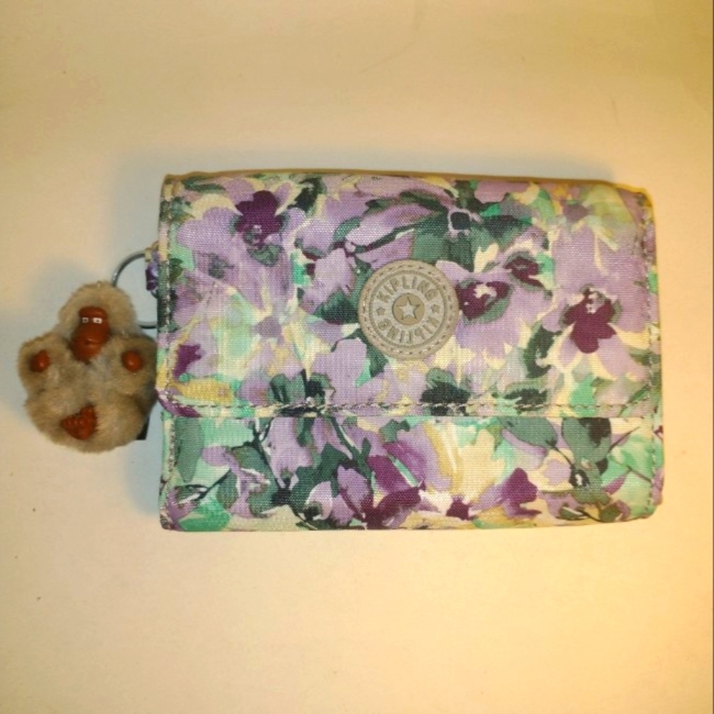 Kippling Wallet Floral Violet,purples w/Monkey